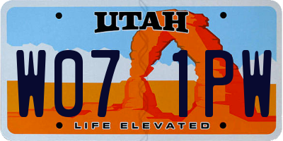 UT license plate W071PW