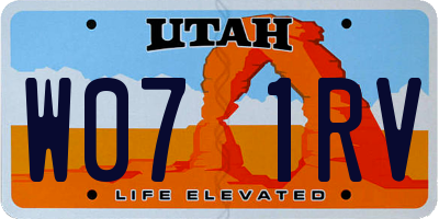 UT license plate W071RV