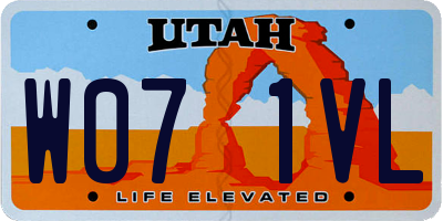 UT license plate W071VL