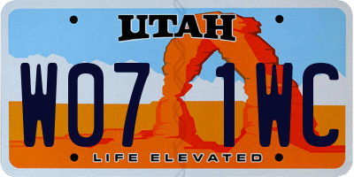 UT license plate W071WC