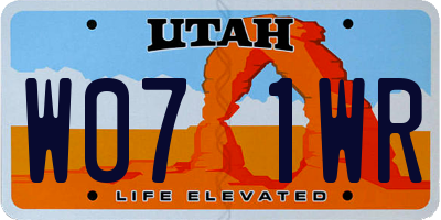 UT license plate W071WR