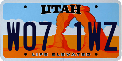 UT license plate W071WZ