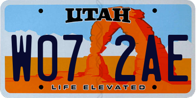 UT license plate W072AE