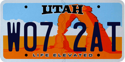 UT license plate W072AT