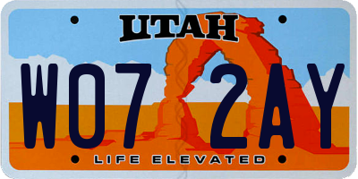 UT license plate W072AY