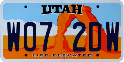UT license plate W072DW