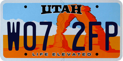 UT license plate W072FP
