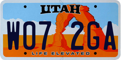 UT license plate W072GA