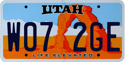 UT license plate W072GE