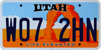 UT license plate W072HN
