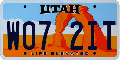 UT license plate W072IT