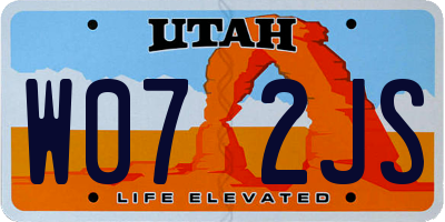 UT license plate W072JS