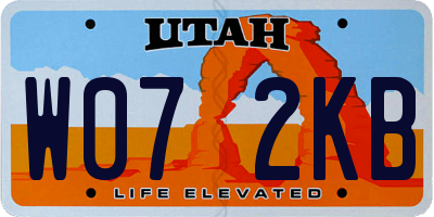 UT license plate W072KB