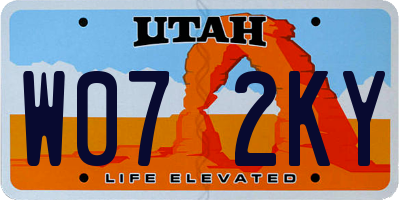 UT license plate W072KY