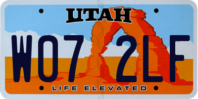 UT license plate W072LF