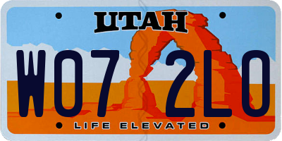 UT license plate W072LO