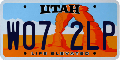 UT license plate W072LP