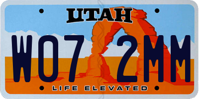 UT license plate W072MM