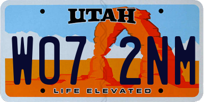 UT license plate W072NM