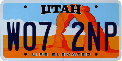 UT license plate W072NP