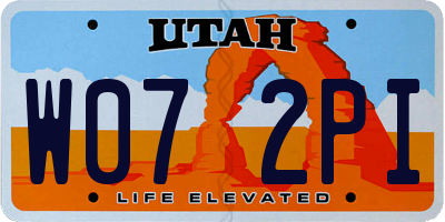 UT license plate W072PI