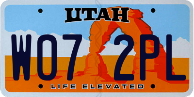 UT license plate W072PL