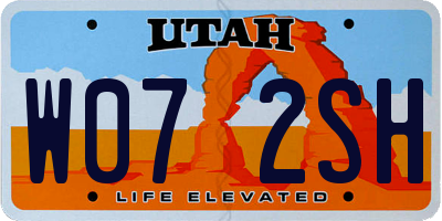 UT license plate W072SH