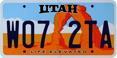 UT license plate W072TA