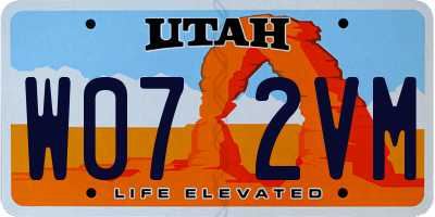 UT license plate W072VM