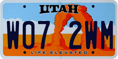 UT license plate W072WM