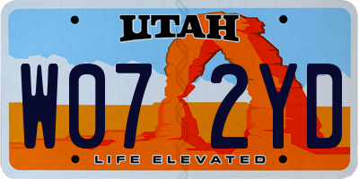 UT license plate W072YD