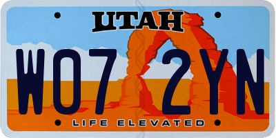 UT license plate W072YN