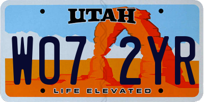 UT license plate W072YR