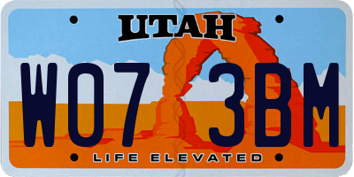 UT license plate W073BM