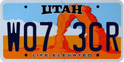 UT license plate W073CR