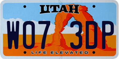 UT license plate W073DP