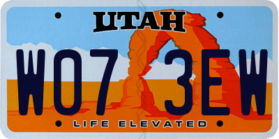 UT license plate W073EW