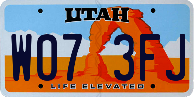 UT license plate W073FJ
