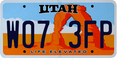 UT license plate W073FP