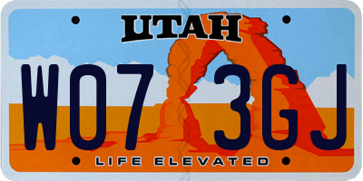 UT license plate W073GJ
