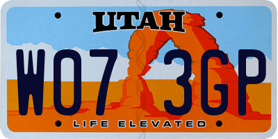 UT license plate W073GP