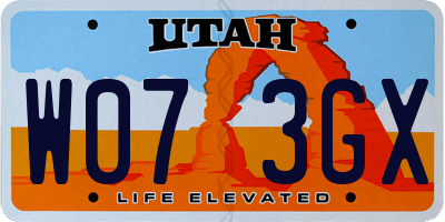 UT license plate W073GX