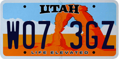 UT license plate W073GZ