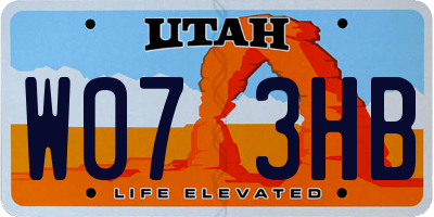 UT license plate W073HB