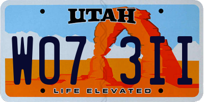UT license plate W073II