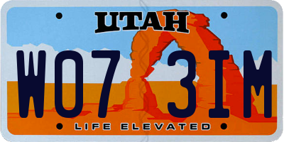 UT license plate W073IM