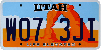 UT license plate W073JI