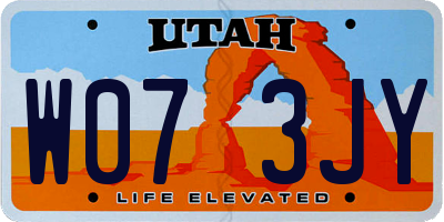 UT license plate W073JY