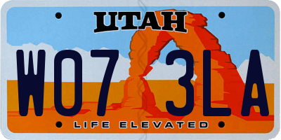 UT license plate W073LA