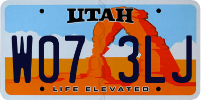 UT license plate W073LJ